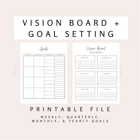 Goal Setting Vision Board Printables